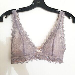 Heidi Klum Geometric Lace Soft Bralette Bra Silver